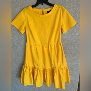 New York & Company Women’s Yellow Tiered Short-Sleeve Dress